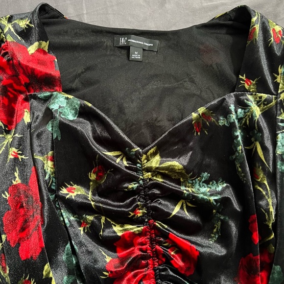 INC International Concepts Black and Red Floral Blouse - Picture 4 of 4